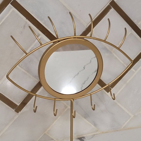 Evil eye metal gold jewelry stand holder perfect for any vanity makeup area - Picture 4 of 4